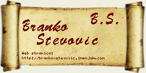 Branko Stevović vizit kartica